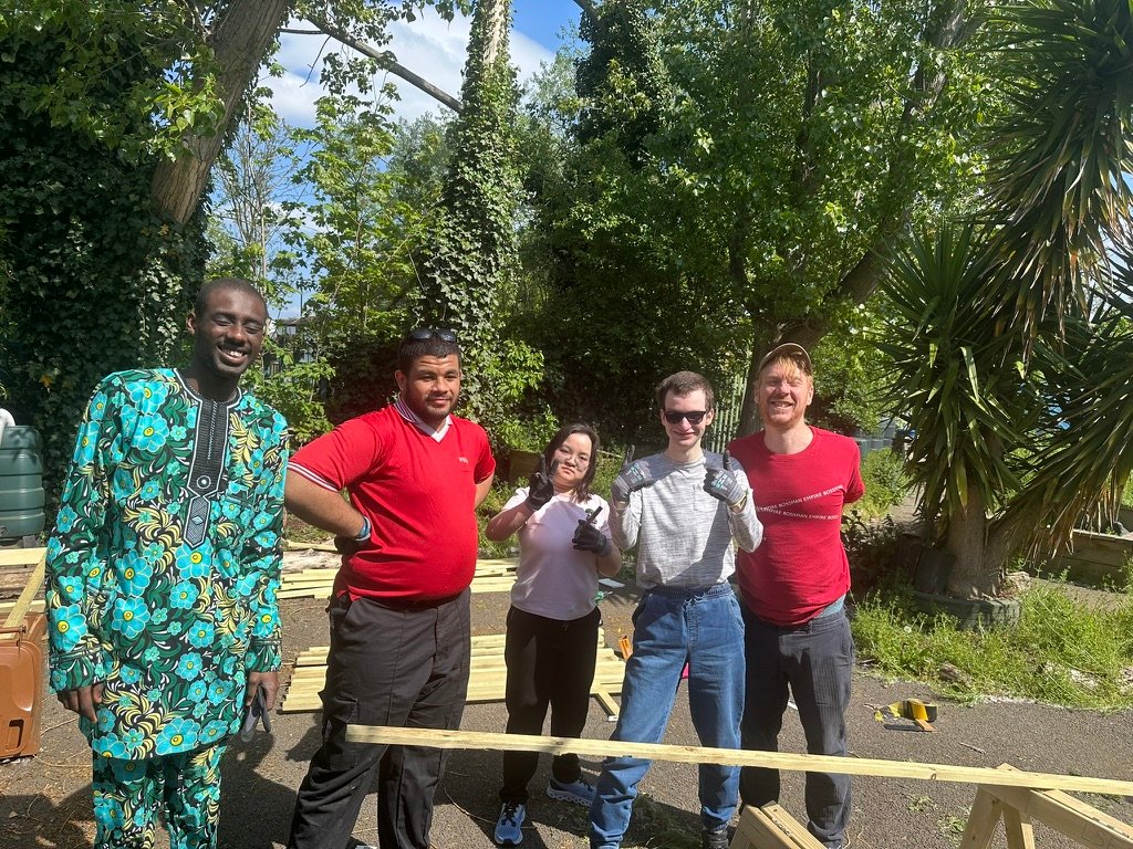 Happy students smiling in garden