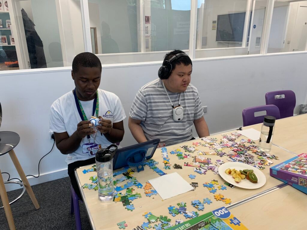 Learners completing an activity puzzle